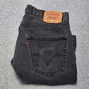 Ventage Levis 505 Regular Fit Straight Leg Jeans Men's 34x30 Faded Black Denim